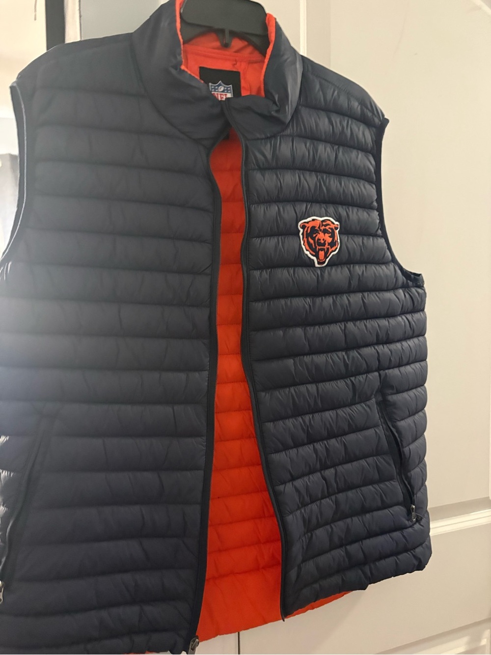 Men's Navy & Orange Quilted Puffer Vest
